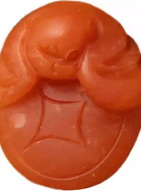 云南保山南红玛瑙蝙蝠铜钱挂件