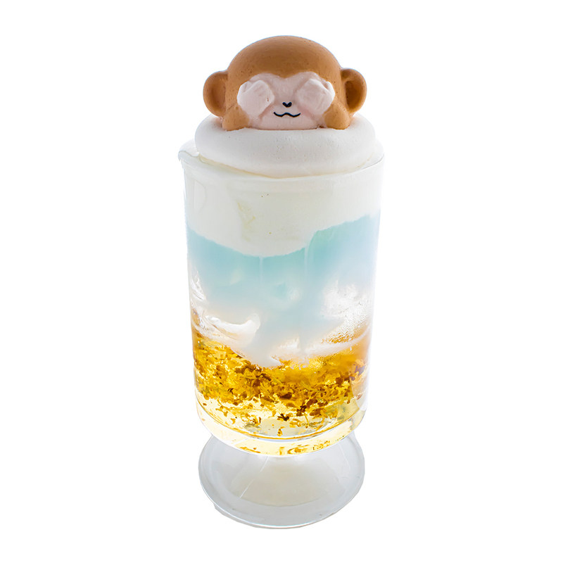 晴心田小糖原创意捂脸小猴子卡通造型立体漂浮手工棉花糖咖啡糖果