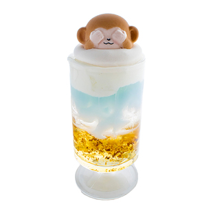 晴心田小糖原创意捂脸小猴子卡通造型立体漂浮手工棉花糖咖啡糖果