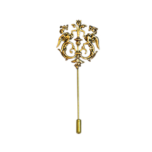 欧美霸气新款双狮子座权杖胸针西服装插针男士复古个性高档配饰