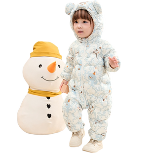 巴拉巴拉宝宝羽绒连体衣新生儿衣服冬季装男童女童外出抱衣婴儿厚