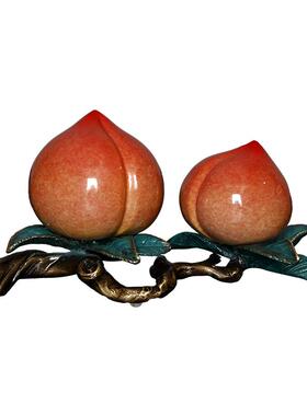 全铜寿桃摆件送老人生日礼物祝寿