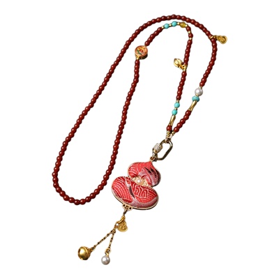 红玛瑙宋锦链佛牌链子通用吊坠绳