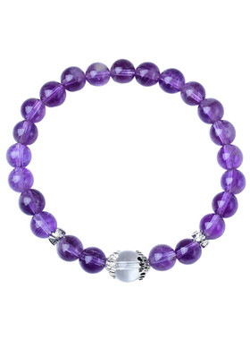 天然紫水晶手串diy设计岫玉白水晶草莓晶黑金超七女款手链礼物