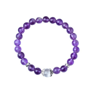 天然紫水晶手串diy设计岫玉白水晶草莓晶黑金超七女款手链礼物