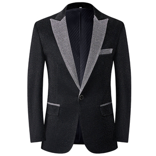 男彩色亮丝演出西服歌手舞台男装主持人礼服年会主播表演西装套装