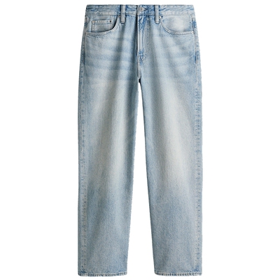 HM男装牛仔裤冬季中腰阔腿加厚黑色棉质宽松直筒休闲裤0979945