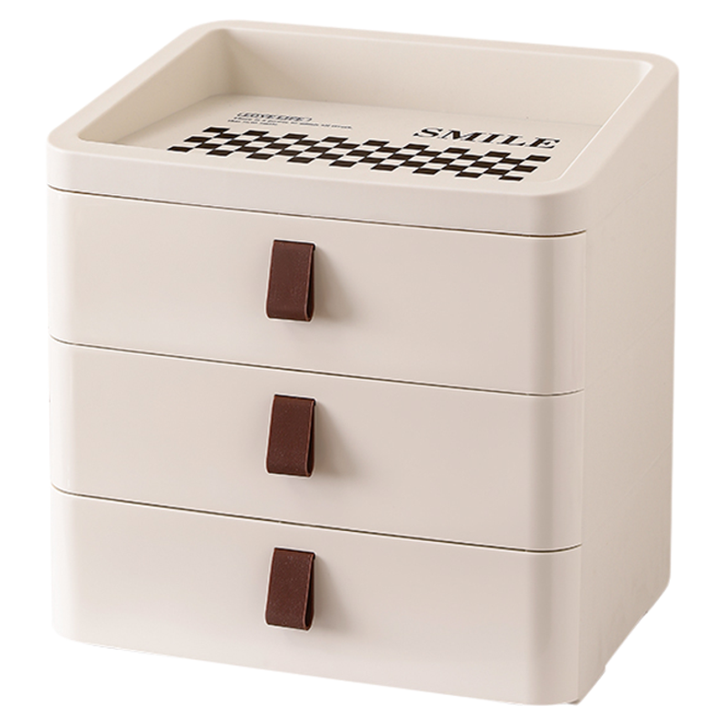 入户玄关收纳盒抽屉式整理盒梳妆台大容量桌面置物架化妆品储物盒