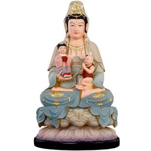 新款幻彩送子观音菩萨家用坐莲观音佛像男孩女孩送子娘娘观音像