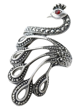 925纯银石榴锆石指环戒指