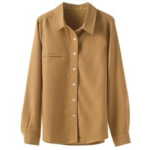 古蒂歌品牌-高档百搭磨毛女衬衫春季白衬衣长袖休闲简约叠穿上衣