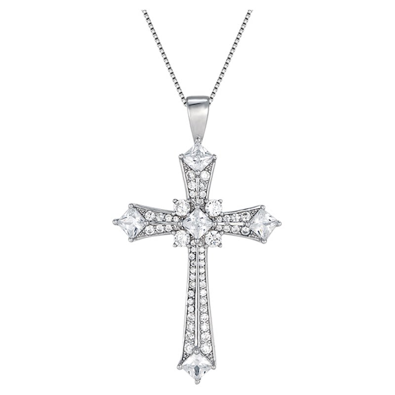 KREAM 纯银 满钻十字项链男女欧美潮流情侣锁骨链 cross necklace