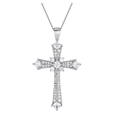 KREAM 纯银 满钻十字项链男女欧美潮流情侣锁骨链 cross necklace