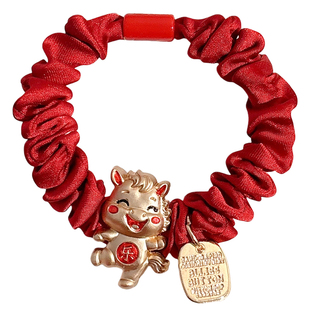 新中式小马发圈女2026新款马年发绳新年红色头绳高弹力橡皮筋发饰