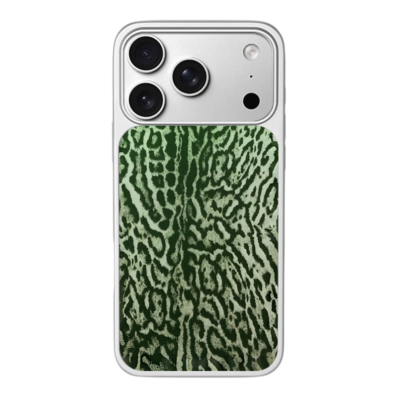 浅绿底复古做旧深绿豹纹满印适用于苹果17promax新款手机壳iPhone air/16pro/15plus14玻璃13pro手机套冰感