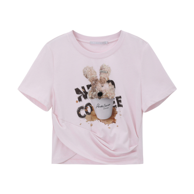 REVAN芮范设计师款萌趣感咖啡兔短袖T恤RL31001254