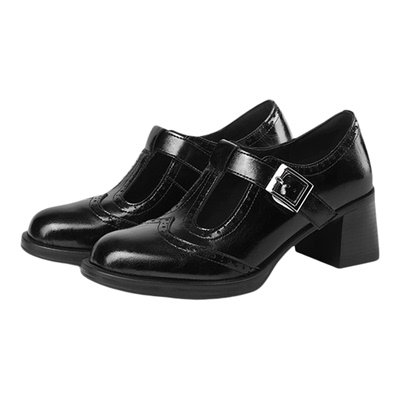 粗跟乐福鞋女百搭小皮鞋