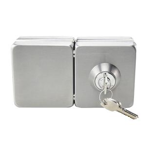 玻璃门锁玻璃门插销锁单双门地锁免开孔玻璃门方锁钥匙旋钮单面锁