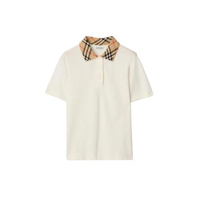 格纹衣领棉质Polo衫BURBERRY