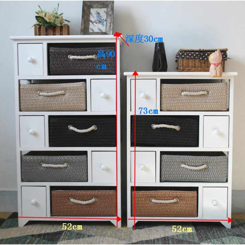 现代简约实木床头柜收纳小柜子窄藤编电视边柜宿舍储物柜卧室田园