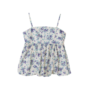 ENJOYME甜美碎花吊带配发圈女2025夏季纯棉无袖娃娃衫度假风上衣