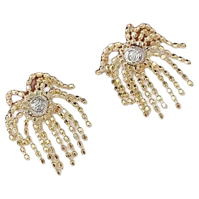 18K金璀璨烟花流苏耳环双色耳钉