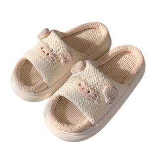 居家防滑春秋季新款少女小羊亚麻拖鞋女厚底室内外穿一字棉麻凉拖