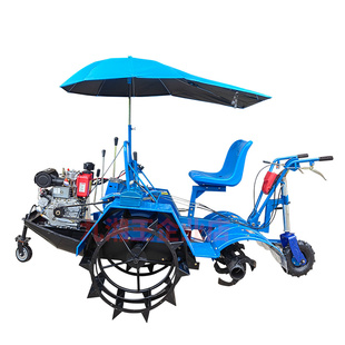 水田机耕船 乘坐式四驱打田机船式水田机旋耕机耕田机农用九湘王