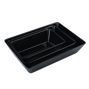 斜边密胺长方形黑色白色鸭脖生鲜托盘深商用熟食凉菜卤菜盘展示盘