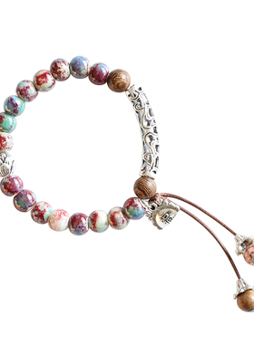 国潮风复古文艺配饰新款景德镇陶瓷手链瓷珠串珠手串中式流苏手绳