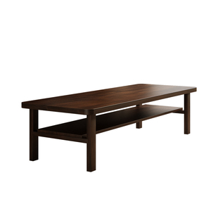 南美胡桃木双层书桌收纳置物一体实木大板桌客厅家用工作台学习桌