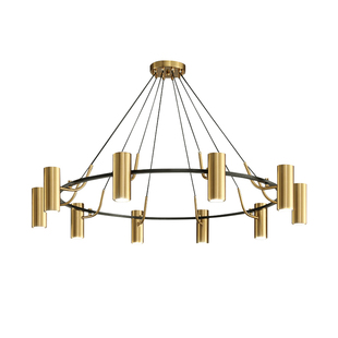 后现代餐厅吊灯圆形外贸款欧美式极简金色灯罩酒店餐饮店包间吊灯