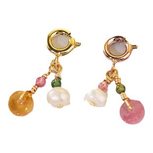 天然碧玺吊坠小滴溜平安扣爱心糖果色珍珠手链弹簧扣配饰小提溜