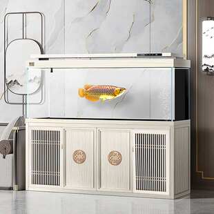 yee新中式 风实木色龙鱼缸办公室造景专业级底过滤大型生态水族箱