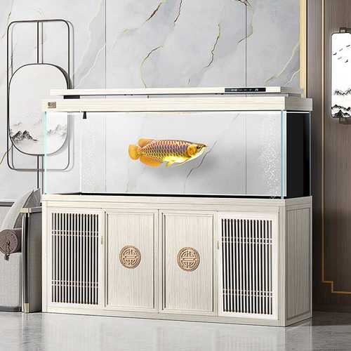 yee新中式风实木色龙鱼缸办公室造景专业级底过滤大型生态水族箱