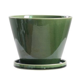 釉面陶瓷花盆蝴蝶兰日式兰花绿色陶盆套盆带托盘高档龟背竹室内大