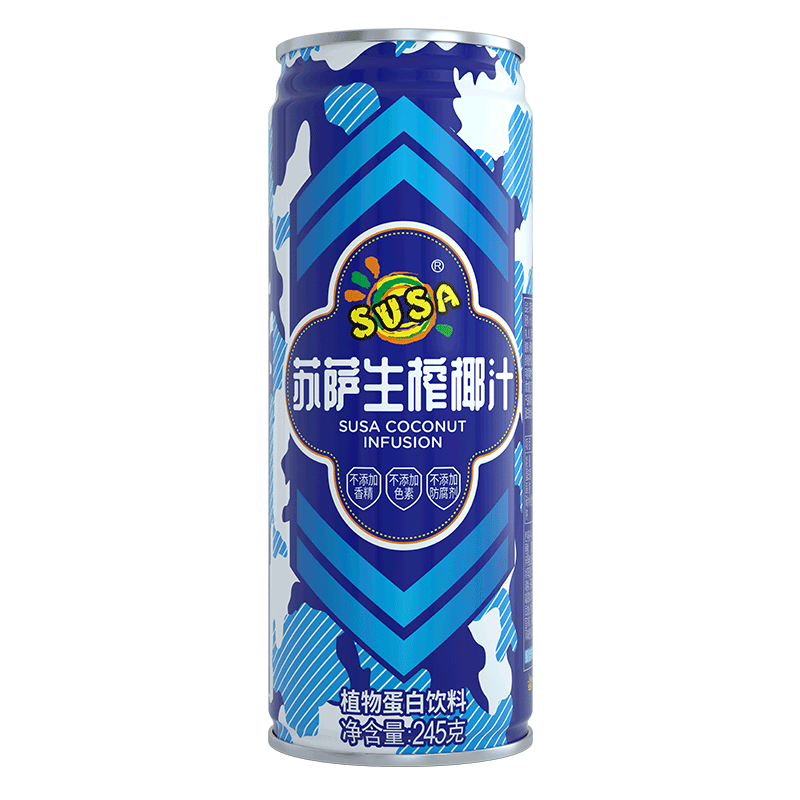 苏萨椰汁 生榨椰子汁245g 24瓶铁罐 饮料整箱 椰奶椰汁饮料