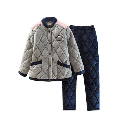 三层夹棉加绒保暖男女士情侣睡衣