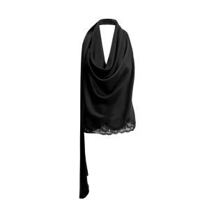DUE E CHEN Cowl Neck 荡领蕾丝边飘带上衣｜细腻双面缎