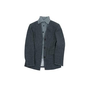 fafamoon设计师品牌 2024冬季新款针织立领宽肩收腰西装外套女