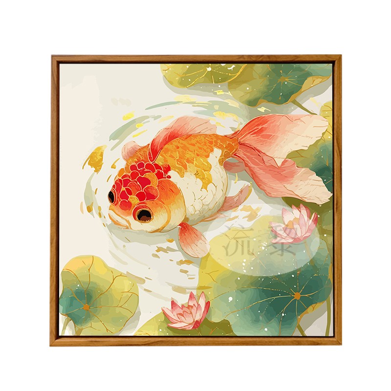 中国风招财锦鲤荷花DIY数字油画