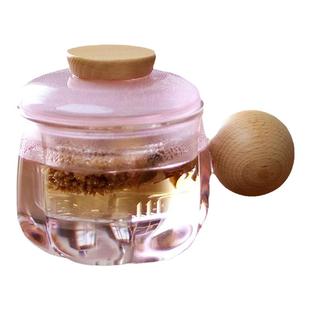 仙女款200ml花朵同心杯 高颜值木柄耐热玻璃泡茶杯小号过滤分离杯