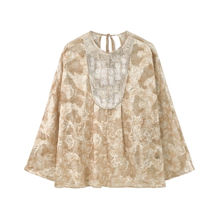 JKJS【花溪碧】炒色剪花重工珠片新中式衬衫女高级感轻奢国风上衣