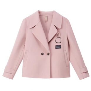 年轻妈妈双面羊绒大衣小个子新款秋冬短款气质时尚西装毛呢外套女