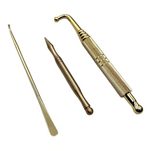 黄铜弯头按摩棒耳穴探针拨筋棒足底点穴笔探穴笔仙人挠面部美容棒