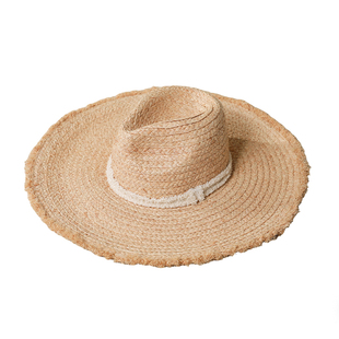 MISMEMO海岛度假风拉菲草帽女夏海边沙滩遮阳帽大帽檐法式防晒帽