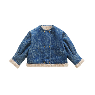 女童时髦加绒牛仔外套秋冬季儿童深秋初冬夹克2025新款宝宝洋气潮