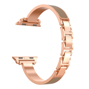 适用苹果s11手表表带s10玫瑰金表盘applewatch9手镯腕带高级时尚iwatch8气质女款ultra3轻奢新款可调节替换带