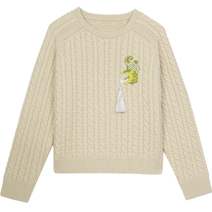 RSG郭培成衣品牌国风鸱吻刺绣设计感秋冬保暖百搭复古羊毛毛衣