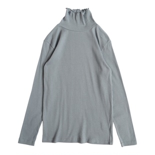 高领纯棉罗纹棉日系新款长袖T恤打底衫女装上衣秋季女士套头T560